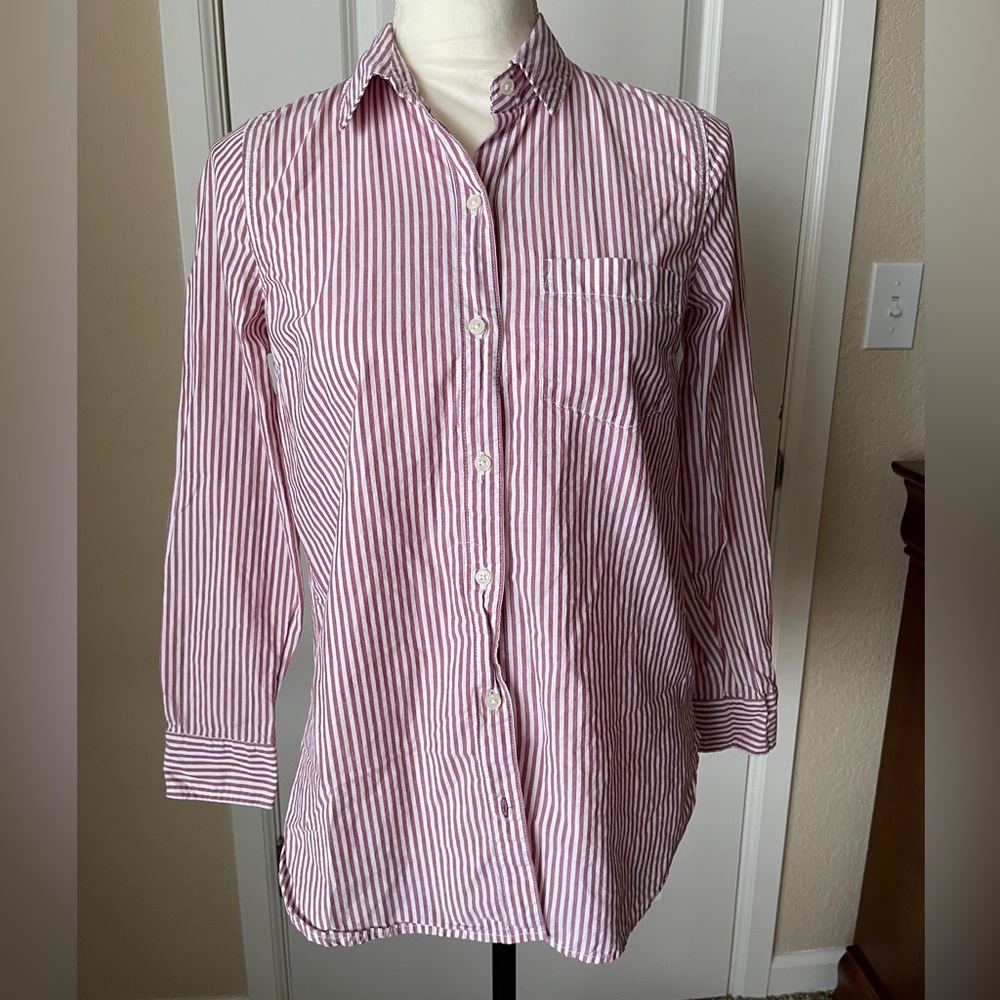 Old Navy Pink and White Striped Button-Down Shirt